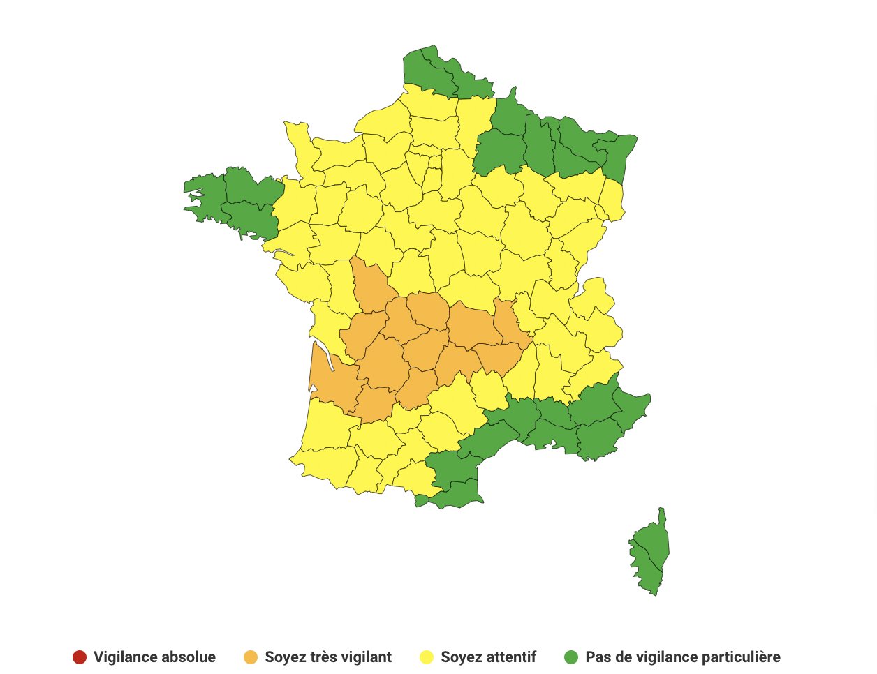 13 départements français ont été placés en alerte météo orange pour des orages.